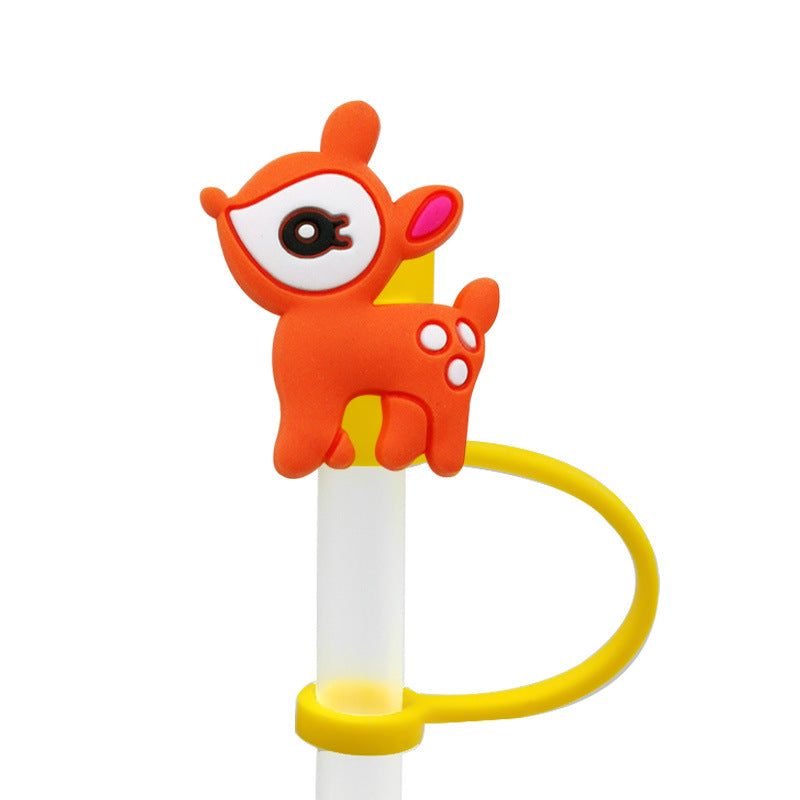 Wholesale 10pcs/pack Straw Cap Flower Fruit Straw Cover Silicone Dust Plug Party Straw